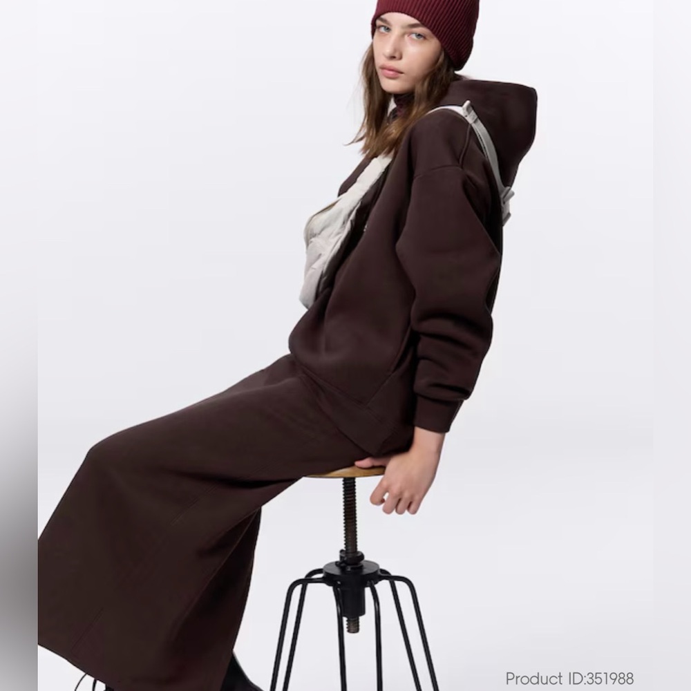 Brown Hoodie and Skirt Set GU - Medium like new used once